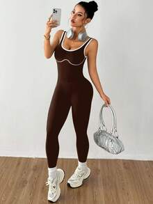 Dewbera Mono ajustado sin espalda y sin costuras