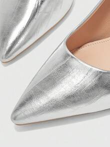 CUCCOO BIZCHIC New Versatile Pointed Toe High Heel Dress Shoes For Women - Silver - View 7