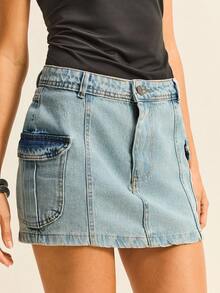 Daynim Women Denim Skirts - 藍色 - 查看 4