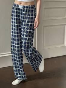 Dream Adore 女式休闲格子印花松紧腰直筒休闲裤格子裤女式格子裤格子睡裤女式休闲裤，秋季 - 彩色 - 查看 3