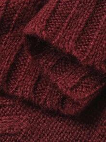 Vivie Lora 女士酒红色宽松圆领毛衣 - 紫色 - 查看 7