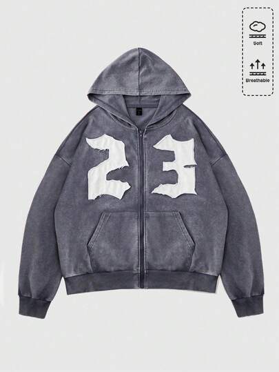 Street Life بلوزة رياضية مطرزة بأرقام مشوهة للرجال، ملابس الشارع، الخريف