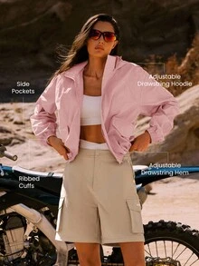 GLOWMODE Vibe Trek 二合一防水翻盖口袋可打包背包夹克秋冬户外徒步慢跑日常运动服 - 粉色 - 查看 5