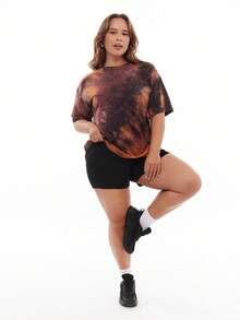 SHEIN EZwear 2 piezas Mallas de talla grande en negro sólido y estampado de leopardo, casuales y minimalistas, aptas para el verano - Multicolor - Ver 5