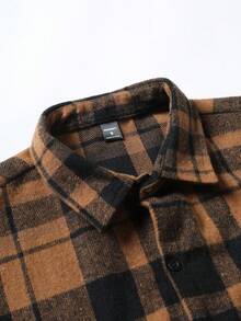 Manfinity Homme Men's Casual Single-Breasted Pocket Long Sleeve Shacket, Autumn Men Streetwear Flannels, Winter - Multicolor - View 5