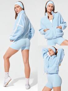 GLOWMODE Chaqueta de forro polar tipo nube, cálida, ligera, con cuello alto, puños elásticos, bolsillos con cremallera, cordón ajustable en la cintura, ajuste relajado y longitud hasta las caderas, para otoño, invierno, uso diario y casual al aire libre