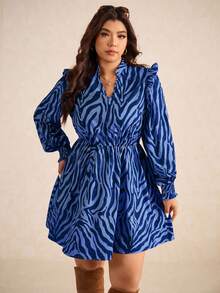 Elaquor Plus Size Women Casual Long Sleeve Waist Cinched Dress, Casual Dresses For Women, Versatile Casual Dress For Everyday Wear/Fall/Winter Blue Dress Women Shirt Dress - Navy Blue - View 5