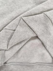 INAWLY Áo nỉ trùm đầu dài tay hở vai in họa tiết thường ngày cho nữ, mùa thu/đông - Màu Xám nhạt - Xem 6