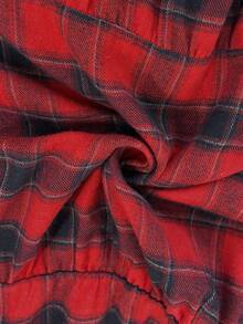 EMERY ROSE Women's Plaid Round Neck Long Sleeve Ruffle Hem Casual Loose Mid-Length Dress Long Sleeve Plaid Dress Red Plaid Dress Plaid Women Dress Checkered Dress Plaid Dress Women Christmas Dress New Year Dress New Year Dress - Red - View 9