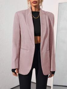 Aveloria Modichic Solid Color Fashionable Commuting OL Office Lady Design Suit Blazer  - Pink - View 5