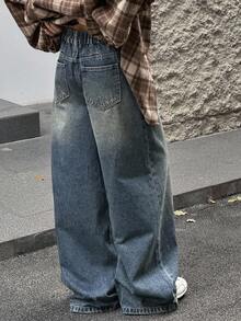 DAZY 青少年女孩日常穿着牛仔裤 - 藍色 - 查看 5