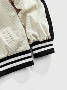 ROMWE MEN Prep 男士休闲百搭拉链连帽衫，带口袋，秋冬款 - 白色 - 查看 5