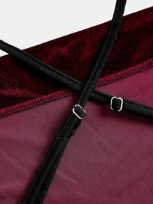 Pitira 少女优雅红色连衣裙，适合新年假期派对穿着，长款天鹅绒女童连衣裙，休闲，简约优雅，婚礼季，名人礼服，秋冬季，派对礼服，日常礼服，生日礼服，公主裙，圣诞节 - 酒紅色 - 查看 5