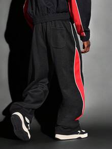 SUMWON Pantaloni della tuta retrò premium a blocchi di colore, vestibilità morbida, stile streetwear, vita elasticizzata, comodi, casual, vestibilità rilassata, adatti per l'autunno e l'inverno