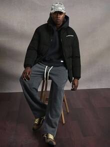 PAVTROS 男式字母印花拉链休闲冬季夹克 - 黑色 - 查看 5