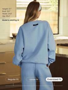 GLOWMODE Sweatshirt Tebal Bahan Fleece Ukuran Besar, Hangat dan Nyaman untuk Musim Dingin - Biru - View 2