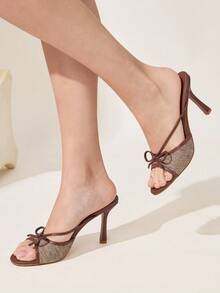 CUCCOO CHICEST 女士时尚优雅蝴蝶结装饰高跟凉鞋