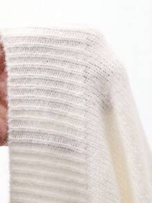 DAZY Pull décontracté mignon à épaules dénudées avec patchwork de ruban bicolore, automne/hiver - Beige - Voir 7