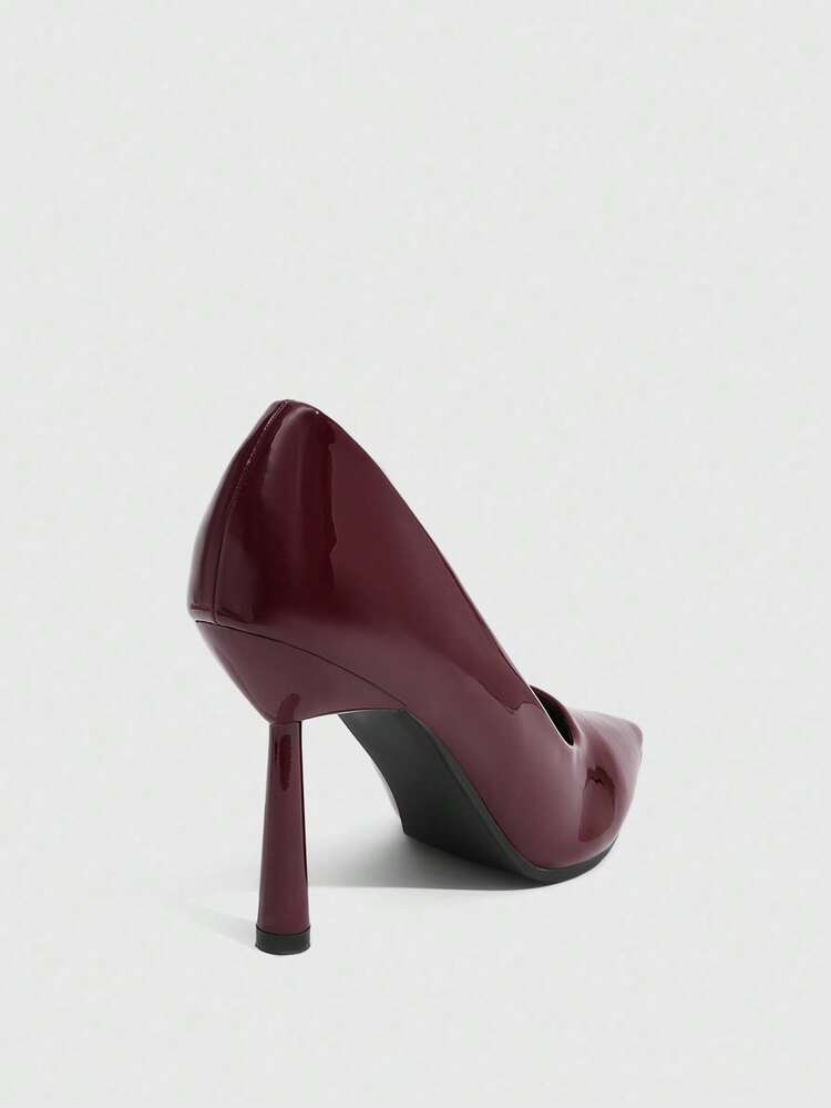 CUCCOO SZL Women's Fashion Burgundy Oiled Leather Pointed Toe Stiletto High Heel Pumps, Suitable For Commuting, Dating, Party, Wedding, Vacation For Christmas Spring Shoes