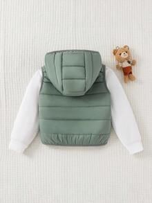 Cozy Pixies 新生男婴卡通熊图案连帽羊毛背心 - 薄荷綠 - 查看 2
