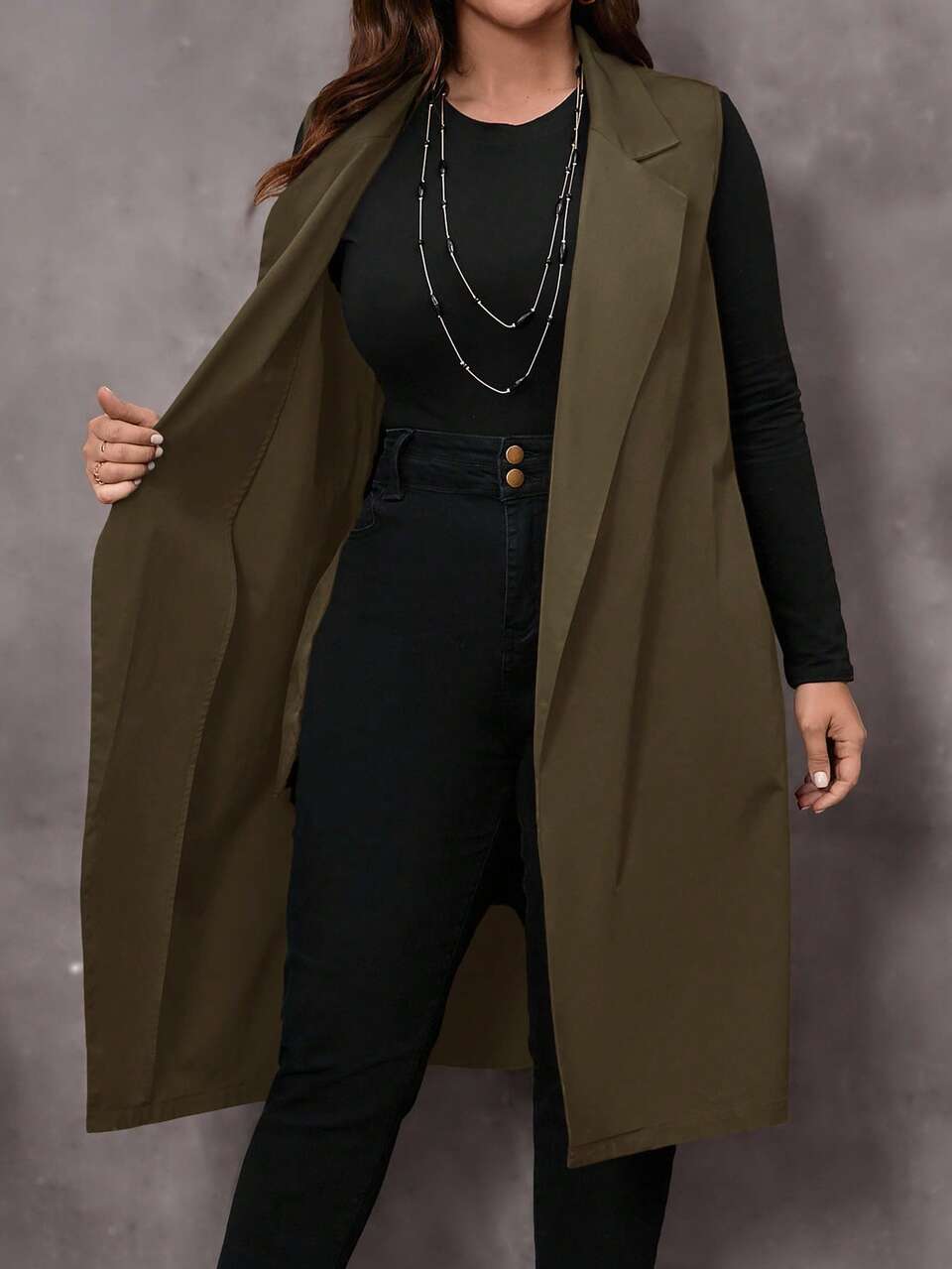 Plus Size Solid Color Business Casual Vest Jacket/Winter New Year Clothes For Christmas Party Winter Women Cozy Fall And