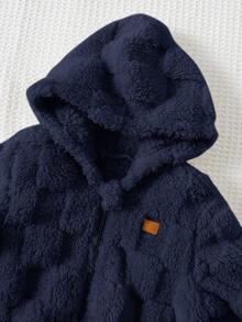 Cozy Pixies Baby Boy Hooded Long Sleeve Jacket Outerwear, Thermal Lined Thick - Navy Blue - View 3