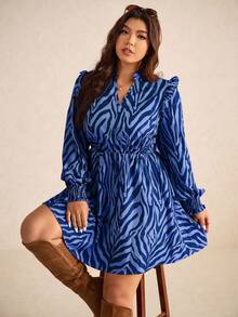 Elaquor Plus Size Women Casual Long Sleeve Waist Cinched Dress, Casual Dresses For Women, Versatile Casual Dress For Everyday Wear/Fall/Winter Blue Dress Women Shirt Dress - Navy Blue - View 3