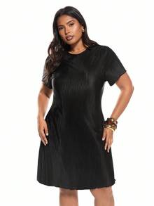 Solavibe Plus Size Pleated Casual Resort Dress