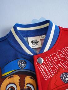 SHEIN | PAW Patrol Young Boy Colorblock Dog Graphic Loose Fit Baseball Jacket, Autumn/Winter Fall
