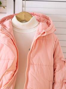 Elladie kids New Style Young Girls Cute Sweet Princess Loose Lantern Sleeve Bow Hooded Padded Coat Fall Winter - Pink - View 5