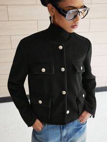 Lumivelle Halloween Women Overcoats - Black - View 6