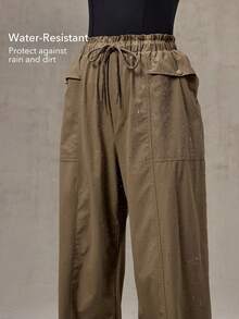 OutZeal 女士户外休闲裤，防水荷叶边抽绳腰带，带口袋 - 駝色 - 查看 2