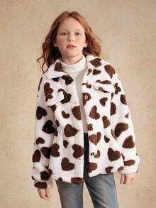 Tween Girl Plush Collar Waist Casual Versatile Jacket, Autumn/Winter Fall - Multicolor - View 4