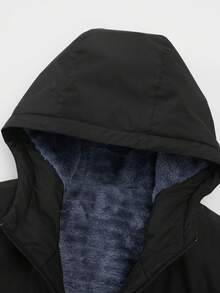 Manfinity Homme 男士休闲多功能保暖连帽外套，秋冬季 - 黑色 - 查看 3