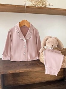 Girls' Long Sleeve Top And Pants Set, Ladylike Color Scheme, Made Of Soft And Skin-Friendly Fabric, Comfortable For Baby Girl Loungewear Fall Winter