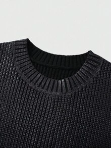 ROMWE MEN Street Life 男士圆领烫花休闲百搭针织背心，秋季时尚 - 金色 - 查看 3