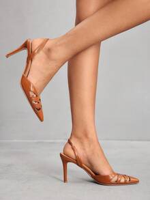 CUCCOO SZL Women's Pointed Toe High Heel Hollow Design Fashion High Heel Pumps