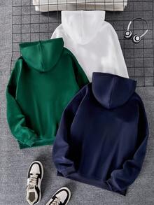 3件套青少年男童宽松字母印花连帽卫衣 - 彩色 - 查看 2