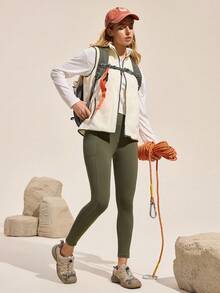 Easithlete Damen einfarbige Leggings mit hoher Taille und Taschen für den Lässig Outdoor Bereich