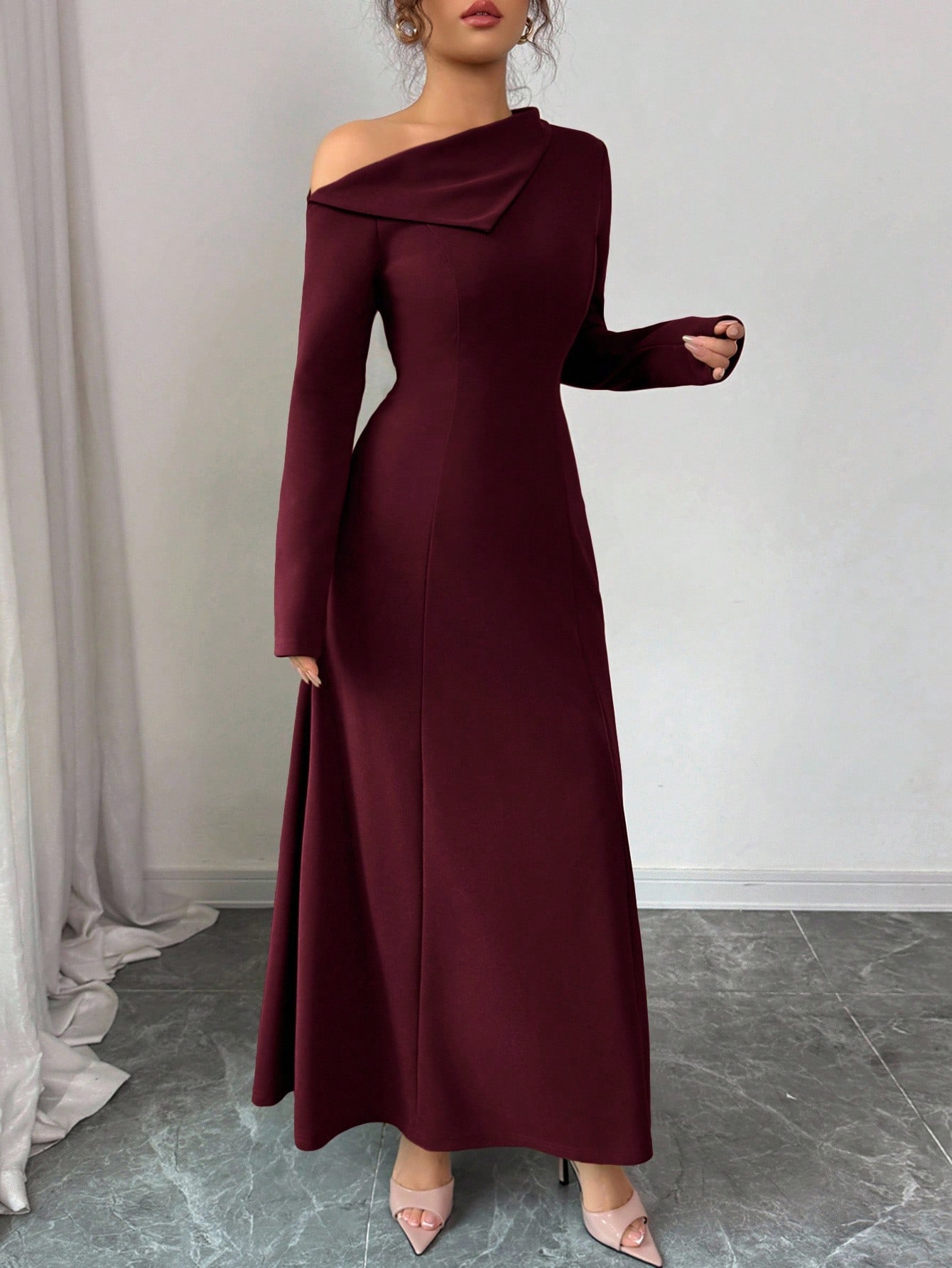 Elenzga فستان أنيق طويل للنساء بخصر مربوط على شكل...