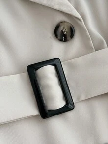 SHEIN Teen Girls Trench Coats Double-Breasted Cinched Waist Mid-Length Trench Coat Fall Winter