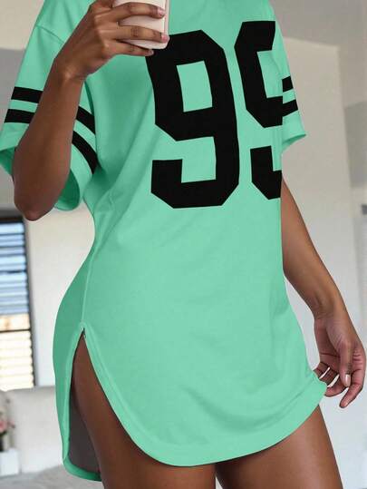 Maweii Plusstorlekar Dam Home Casual Digitaltryckt Randig T-shirt