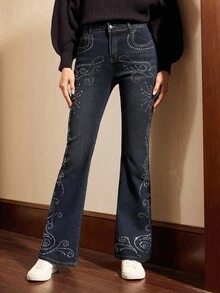 Écloséra 1 quần Jeans Denim thường ngày cho nữ, thích hợp cho mùa hè - Màu xanh lam - Xem 7