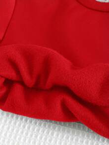 Cozy Pixies 2件套女婴花卉印花针织柔软圆领长袖运动衫和裤子套装 - 紅色 - 查看 6