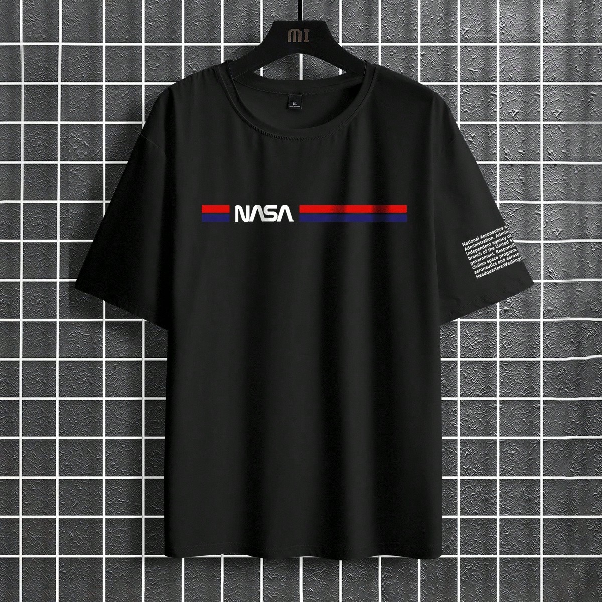 Camiseta casual de talla grande para hombre con estampado de eslogan, camiseta de verano para hombre con estampado de bandera estadounidense de manga