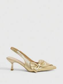 CUCCOO SZL Women's High Heel Pumps With Bow Element, Pointed Toe, Slim Heel, Open Back, Fashion Elegant Pink High Heel Shoes