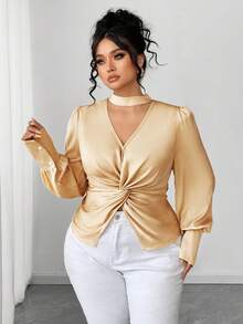 SHEIN Elenzya 万圣节大码衬衫 - 金色 - 查看 4