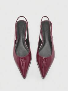 CUCCOO BIZCHIC Bailarinas de punta fina con tira trasera en color burdeos, cómodas y minimalistas, versátiles para ir al trabajo y para el día a día - Burdeos - Ver 2