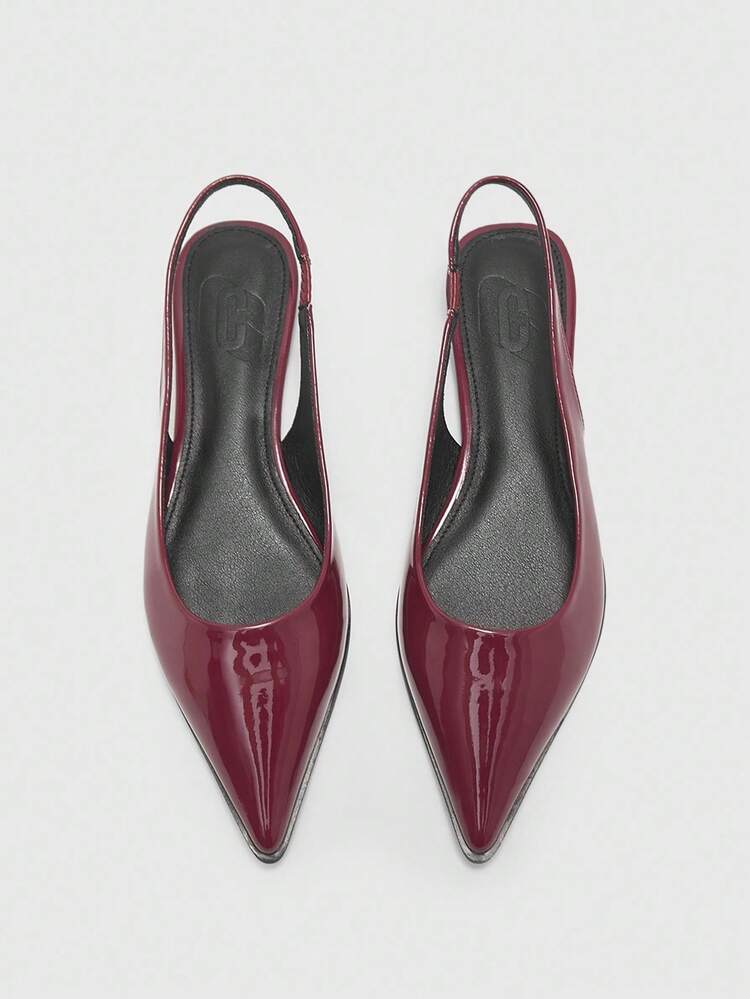 CUCCOO BIZCHIC Women's Pointed Toe Flat Burgundy Backstrap Comfortable Minimalist Slingback Flats, Versatile For Commuting And Work For Christmas Spring Shoes