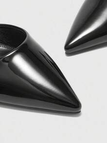 CUCCOO BIZCHIC Giày cao gót mũi nhọn màu đen dành cho nữ, kiểu dáng tối giản, đa năng cho trang phục hàng ngày, đi làm và đi chơi - màu đen - Xem 5